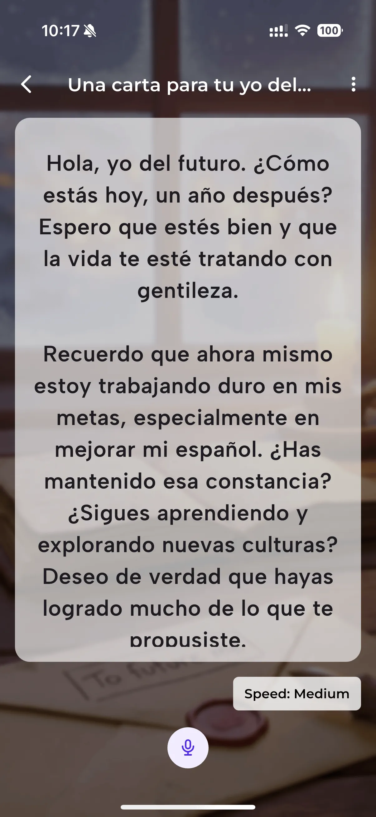 Teleprompter screen for reading practice